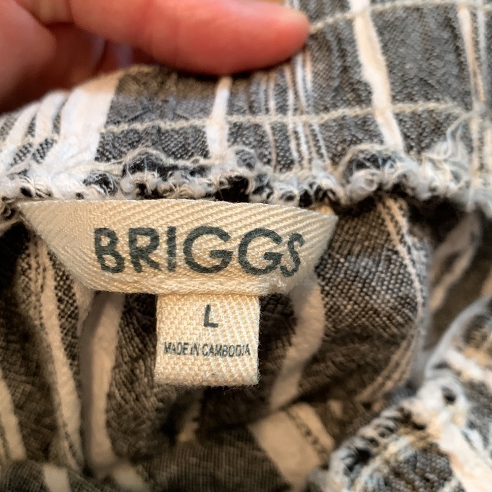 Briggs Linen Blend Elastic Waist Wide Leg Stripped Pants Blue & White Women’s L - Picture 7 of 16